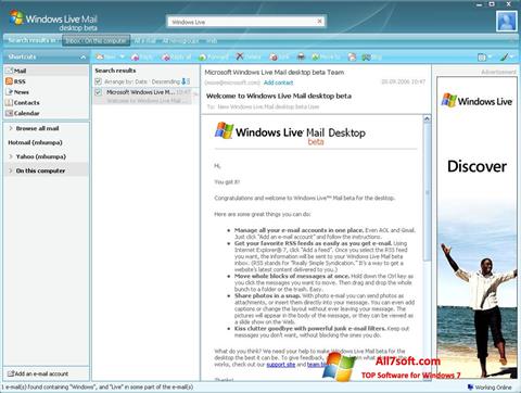 Petikan skrin Windows Live Mail untuk Windows 7