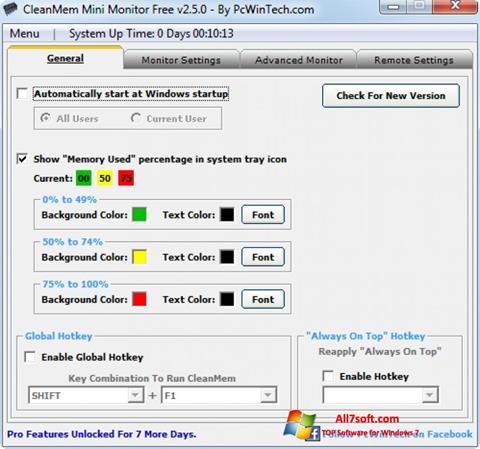 Petikan skrin CleanMem untuk Windows 7