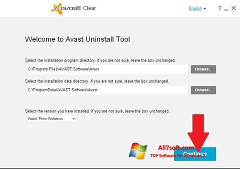 Petikan skrin Avast Uninstall Utility untuk Windows 7