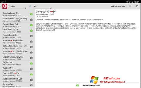 Petikan skrin ABBYY Lingvo untuk Windows 7