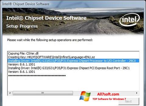 Petikan skrin Intel Chipset Device Software untuk Windows 7