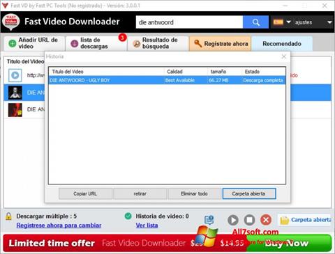 Petikan skrin Fast Video Downloader untuk Windows 7