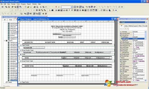 Petikan skrin Microsoft Visual FoxPro untuk Windows 7