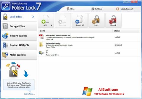 Petikan skrin Folder Lock untuk Windows 7