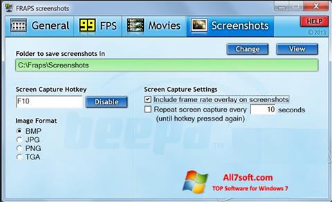 Petikan skrin Fraps untuk Windows 7