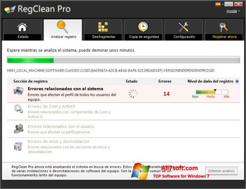 Petikan skrin RegClean Pro untuk Windows 7