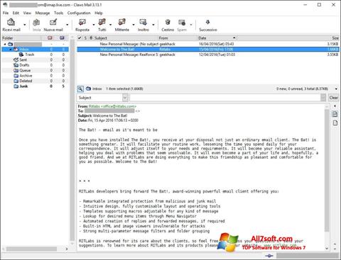 Petikan skrin Claws Mail untuk Windows 7
