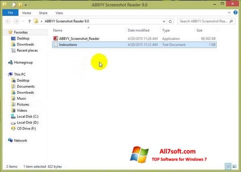 Petikan skrin ABBYY Screenshot Reader untuk Windows 7
