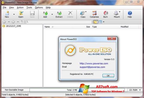 Petikan skrin PowerISO untuk Windows 7