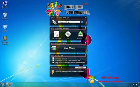 Petikan skrin LinuxLive USB Creator untuk Windows 7