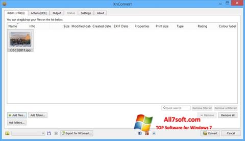 Petikan skrin XnConvert untuk Windows 7