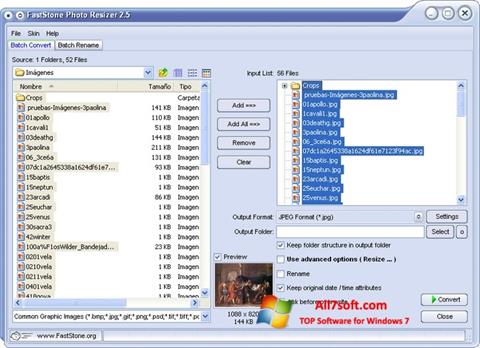 Petikan skrin FastStone Photo Resizer untuk Windows 7