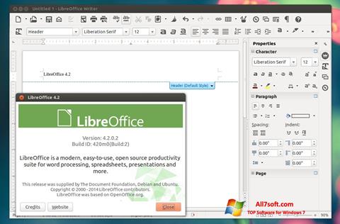 Petikan skrin LibreOffice untuk Windows 7
