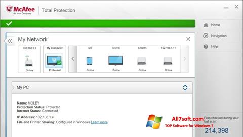 Petikan skrin McAfee Total Protection untuk Windows 7