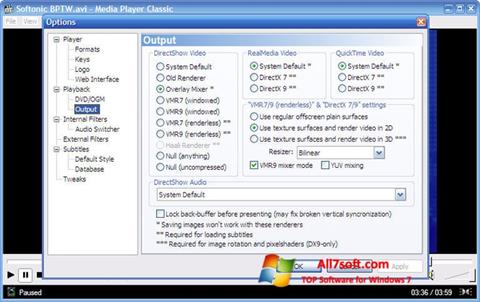Petikan skrin Media Player Classic untuk Windows 7