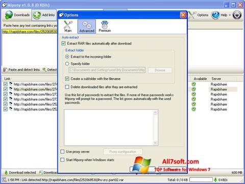 Petikan skrin Mipony untuk Windows 7