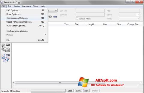 Petikan skrin Exact Audio Copy untuk Windows 7