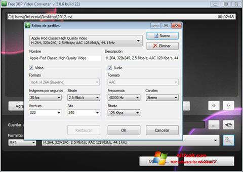 Petikan skrin Free MP4 Video Converter untuk Windows 7