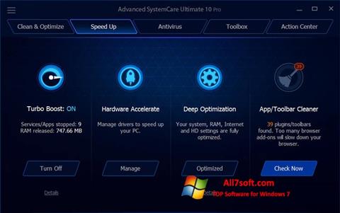 Petikan skrin Advanced SystemCare Ultimate untuk Windows 7