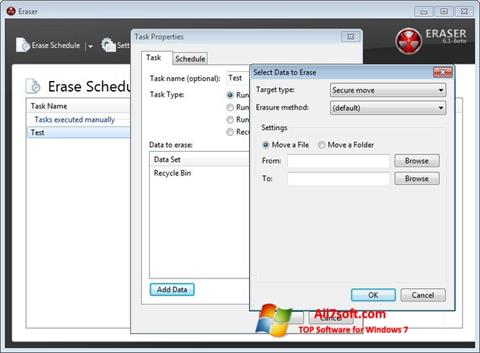 Petikan skrin Eraser untuk Windows 7