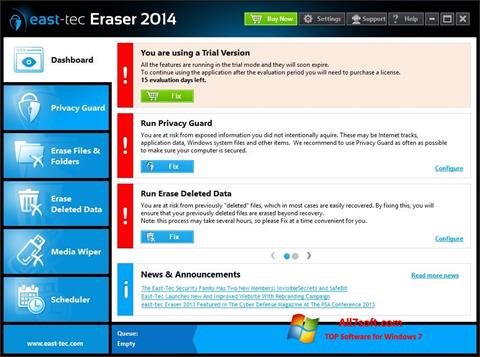 Petikan skrin East Tec Eraser untuk Windows 7