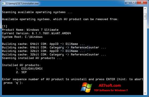Petikan skrin ESET Uninstaller untuk Windows 7