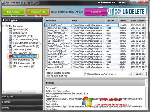 Petikan skrin NTFS Undelete untuk Windows 7