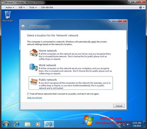 Petikan skrin Windows Virtual PC untuk Windows 7