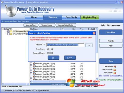 Petikan skrin Power Data Recovery untuk Windows 7