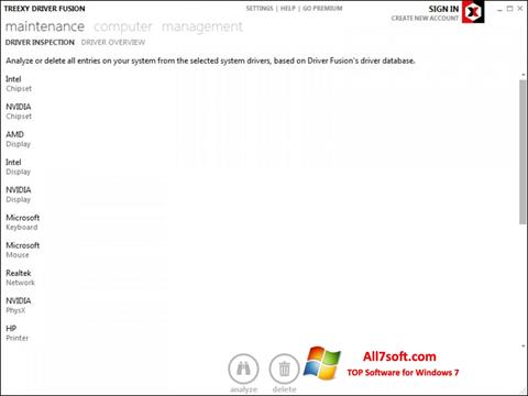 Petikan skrin Driver Fusion untuk Windows 7