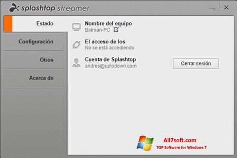 Petikan skrin Splashtop Streamer untuk Windows 7