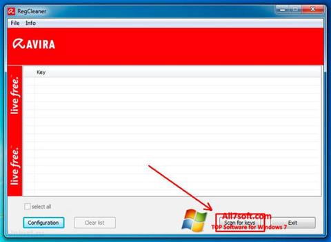 Petikan skrin Avira Registry Cleaner untuk Windows 7
