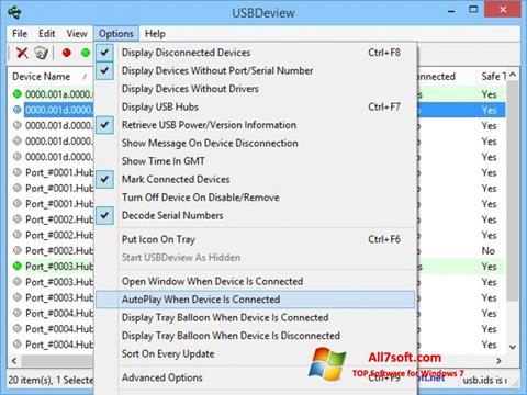 Petikan skrin USBDeview untuk Windows 7