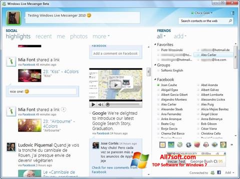 Petikan skrin Windows Live Messenger untuk Windows 7