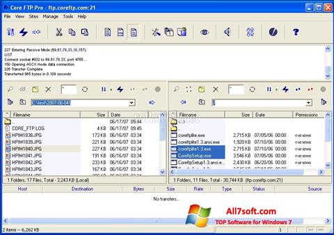 Petikan skrin Core FTP untuk Windows 7