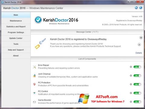 Petikan skrin Kerish Doctor untuk Windows 7