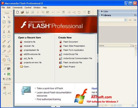 Petikan skrin Macromedia Flash Player untuk Windows 7