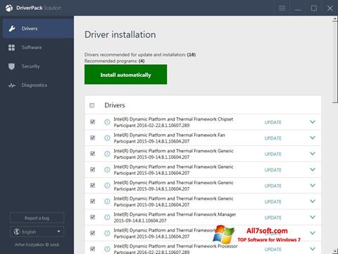Petikan skrin DriverPack Solution Online untuk Windows 7