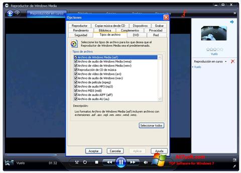 Petikan skrin Windows Media Player untuk Windows 7
