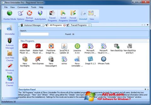Petikan skrin Revo Uninstaller Pro untuk Windows 7
