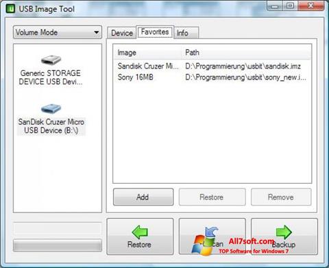 Petikan skrin USB Image Tool untuk Windows 7