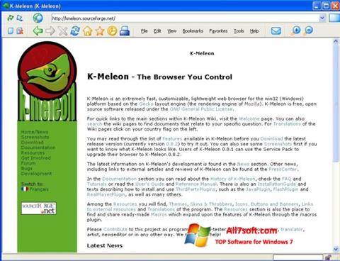 Petikan skrin K-Meleon untuk Windows 7