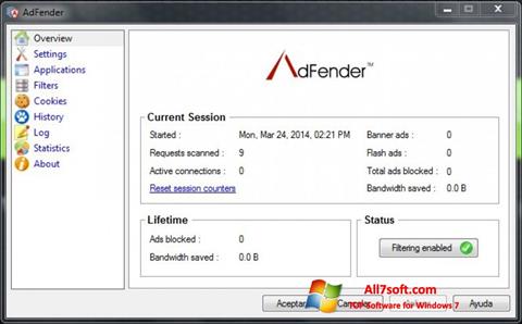 Petikan skrin AdFender untuk Windows 7