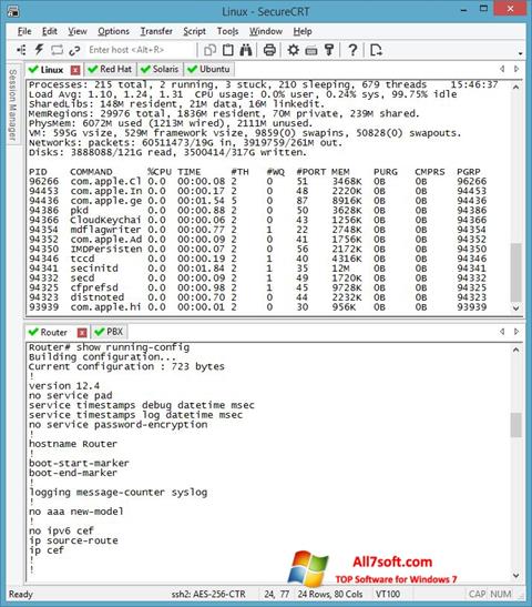 Petikan skrin SecureCRT untuk Windows 7