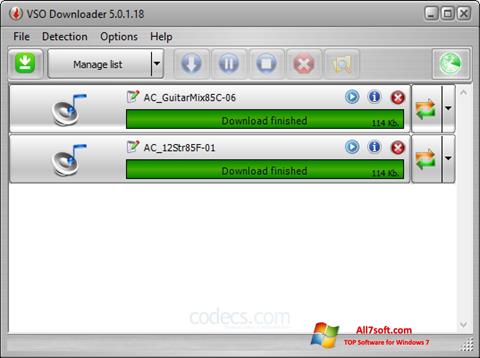 Petikan skrin VSO Downloader untuk Windows 7