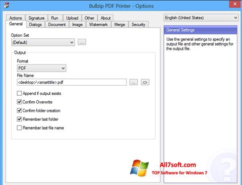 Petikan skrin BullZip PDF Printer untuk Windows 7