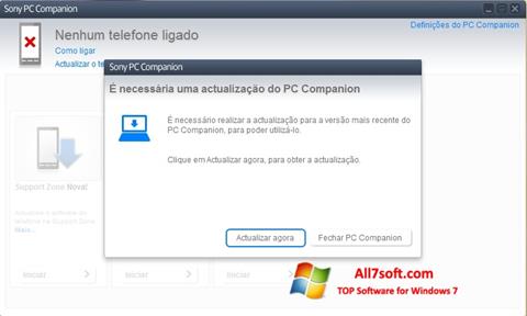 Petikan skrin Sony PC Companion untuk Windows 7