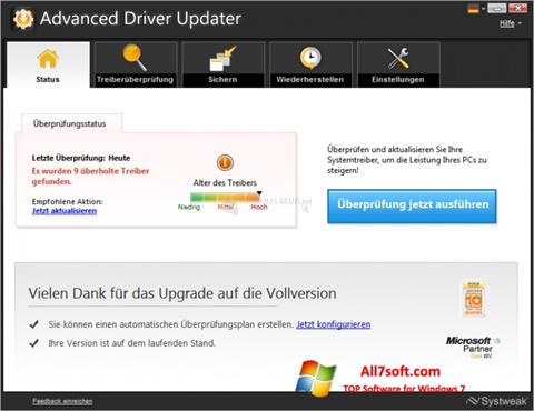 Petikan skrin Advanced Driver Updater untuk Windows 7