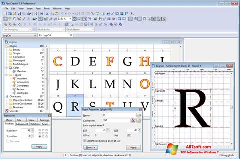Petikan skrin Font Creator untuk Windows 7