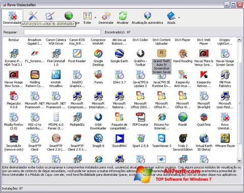 Petikan skrin Revo Uninstaller untuk Windows 7